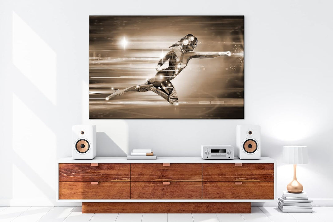 deyoli Geschwindigkeit der Cyber-Suprheldin Effekt: Sepia, Format: 80x60 als Leinwandbild, Motiv fer