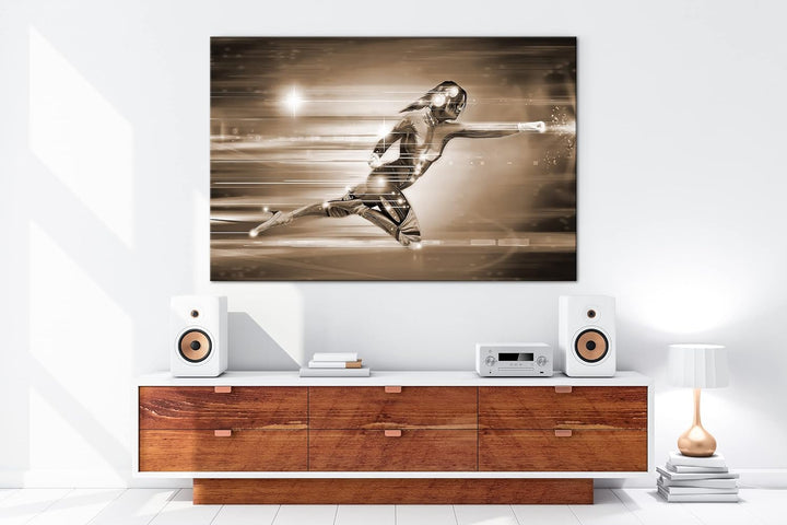 deyoli Geschwindigkeit der Cyber-Suprheldin Effekt: Sepia, Format: 80x60 als Leinwandbild, Motiv fer