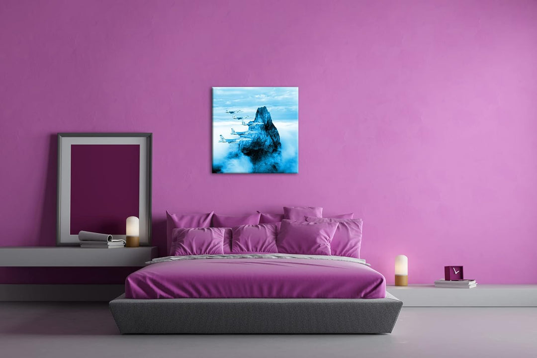deyoli gewaltige Kampfjets im Einsatz Format: 70x70 Effekt: Monocrome Blau als Leinwandbild, Motiv f