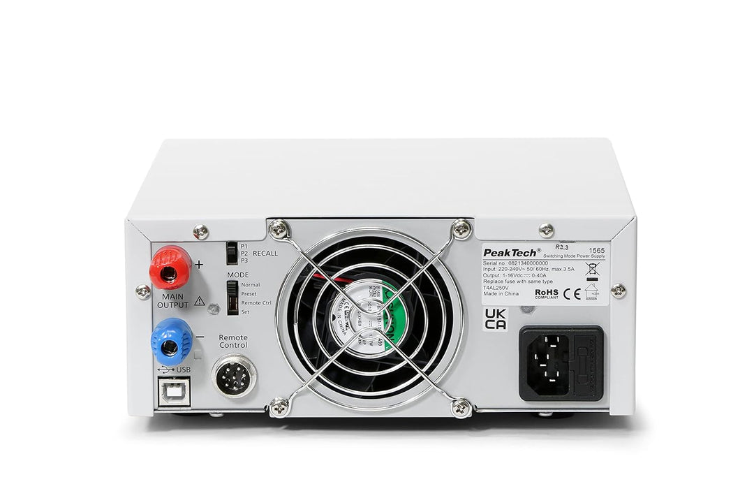 PeakTech Ahrensburg 1565 - Labor Schaltnetzteil DC 1-16 V / 0-40 A mit USB, Vollständige Fernsteueru