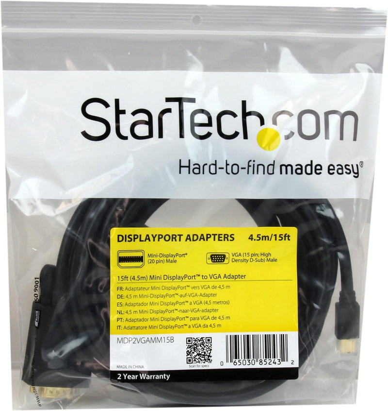 Startech.com 4,5 m Mini-DisplayPort-auf-VGA-Kabel – mDP-auf-VGA-Kabel Computer-Monitor-Kabel 1920 x