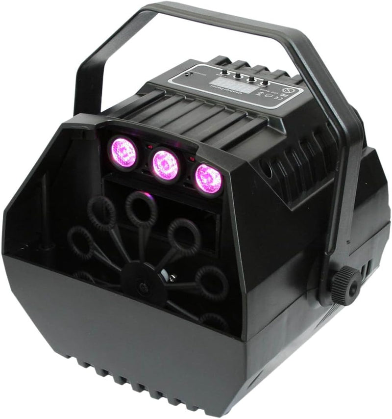 E-Lektron B102 Seifenblasenmaschine RGB LED-Beleuchtung und Fernbedienung inkl. 5L Seifenblasenfluid