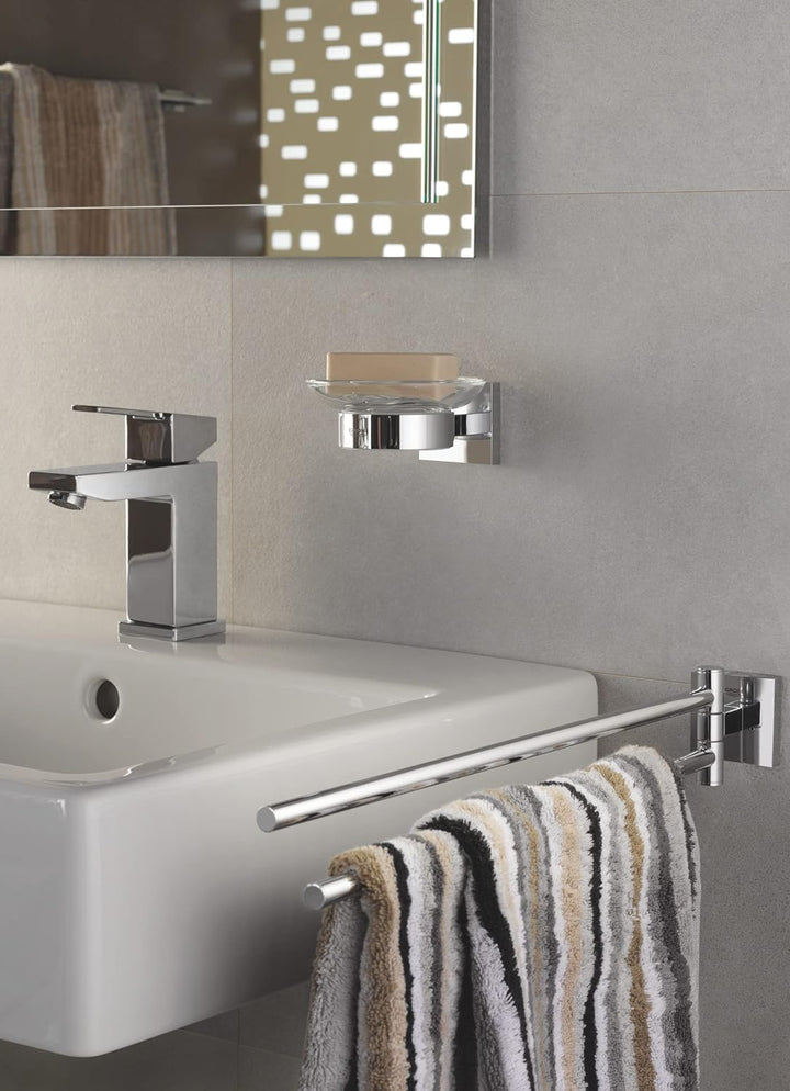 GROHE Start Cube - Seifenschale mit Halter (verdeckte Befestigung, Material: Glas/ Metall), chrom, 4