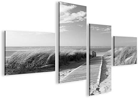 islandburner Bild Bilder auf Leinwand Strand Schwarz/Weiss Nordseestrand Langeoog 4L XXL Poster Lein