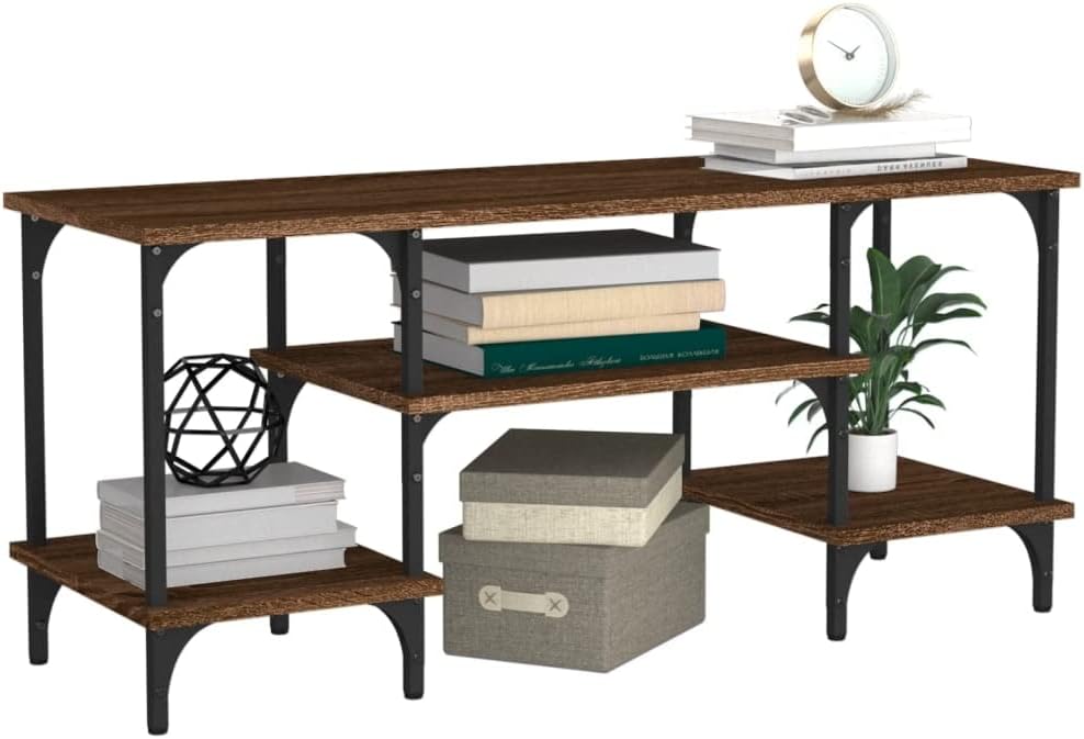 Tidyard TV Schrank mit 3 Ablagen Versehen Lowboard Fernsehtisch Fernsehschrank TV Möbel Holzwerkstof