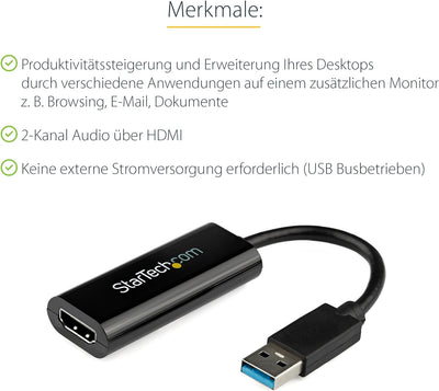 StarTech.com USB 3.0 auf HDMI Adapter - 1080p(1920x1200) - Kompakter USB auf HDMI Adapter für Monito