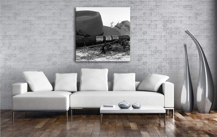 deyoli Wilder Westen Format: 70x70 Effekt: Schwarz&Weiss als Leinwandbild, Motiv auf Echtholzrahmen,