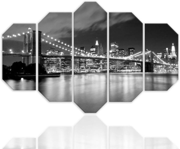 Wandbild XXL 5 tlg Deko Kunst Bild New York schwarz-weiss 200x100 cm Deko Paneel 200x100 cm schwarz-