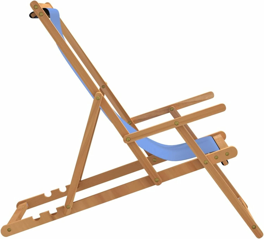 Tidyard Strandstuhl Klappbar Massivholz Teak Blau Klappstuhl Campingstuhl Gartenstuhl Strandliege Li