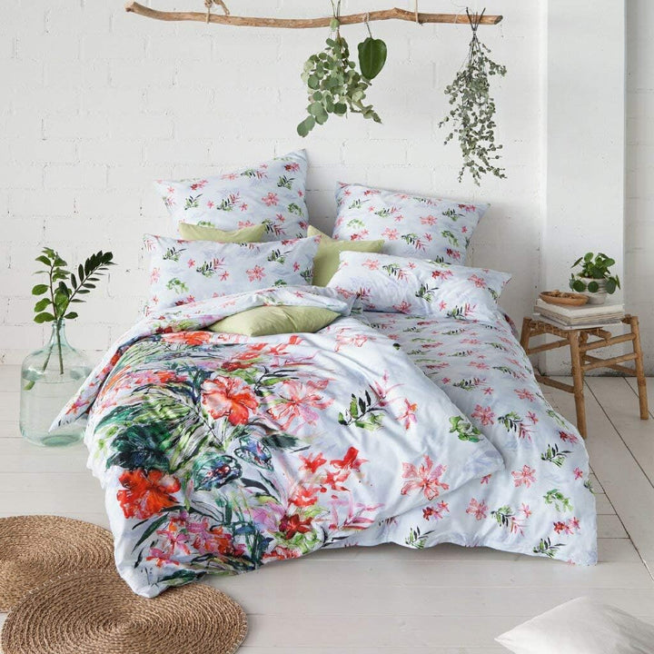 ESTELLA Mako Satin Bettwäsche Sarah bleu 1 Bettbezug 155 x 220 cm + je 1 Kissenbezug 80 x 80 cm + 40