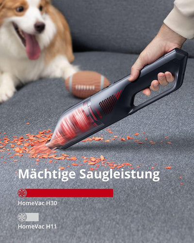 Eufy Handstaubsauger, HomeVac H30 Mate, Kabelloser Staubsauger für Tierfell & Katzenhaare, mit 16kPa