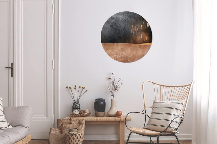 MuchoWow Wandbild Rund Wanddeko Deko Wohnzimmer Bilder 60x60 cm Abstrakt - Gold - Design, 60x60 cm