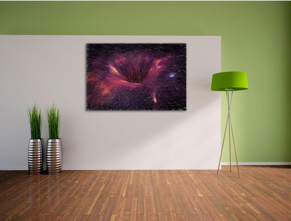 Pixxprint Schwarzes Loch im Weltall als Leinwandbild/Grösse: 100x70 / Wandbild/Kunstdruck/fertig bes
