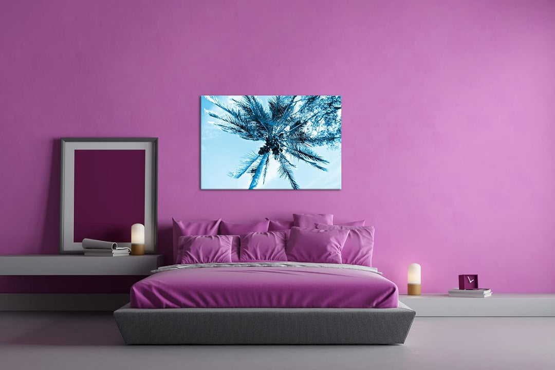 deyoli Kokosnüsse an einer tropischen Palme Format 100x70 Effekt: Monocrome Blau als Leinwandbild, M