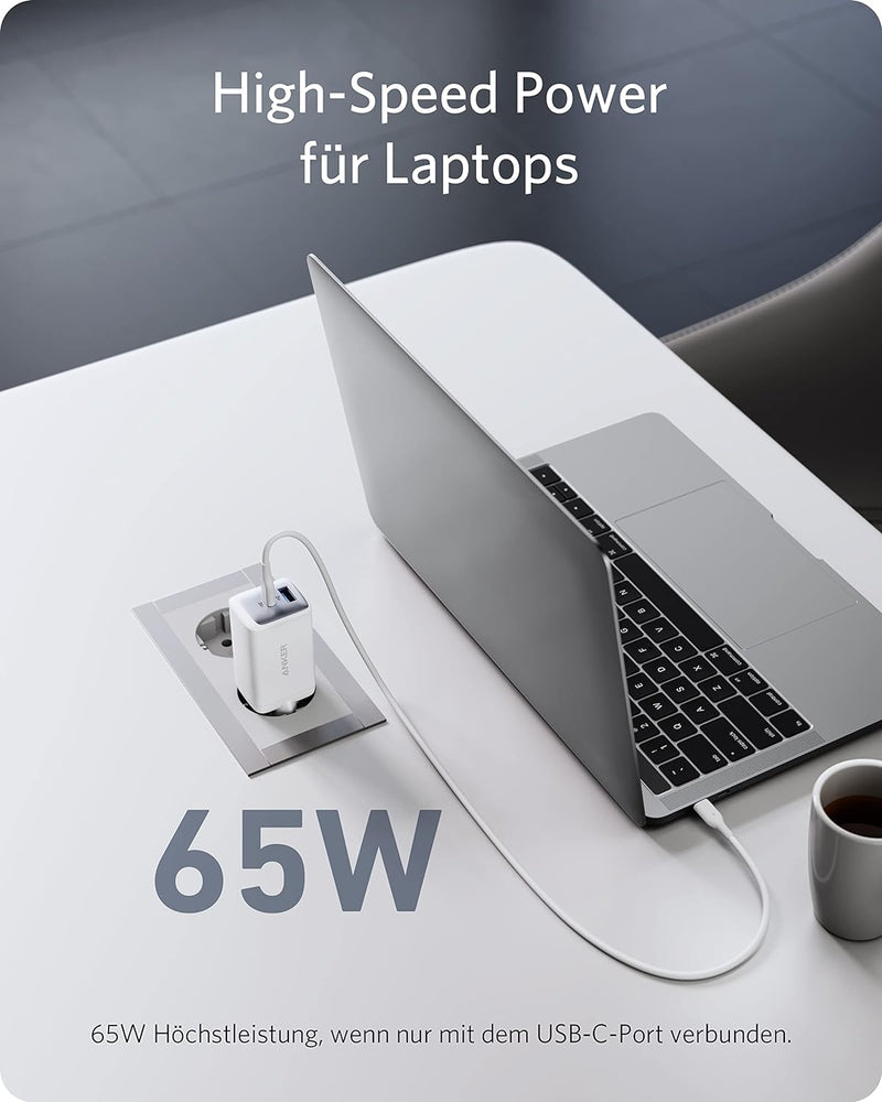 Anker USB C Ladegerät, Kompaktes 65W 2-Port Netzteil, Geeignet für MacBook Pro/Air, iPad Pro, Galaxy