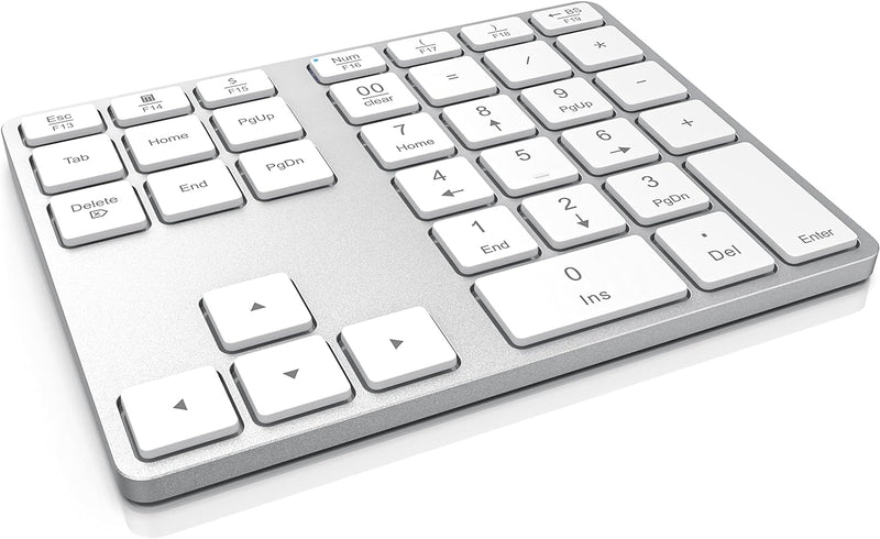 CSL - Bluetooth Numpad - Wireless Ziffernblock mit Multifunktionstasten – Keypad Aluminium - 35 Tast