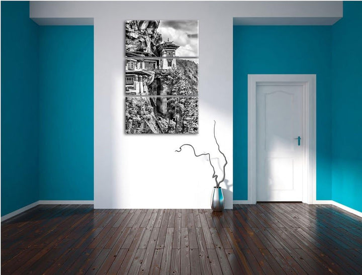 Pixxprint Buddha Tempel in China als Leinwandbild/Grösse: 3 Teilig (120x80) cm/Wandbild/Kunstdruck/f