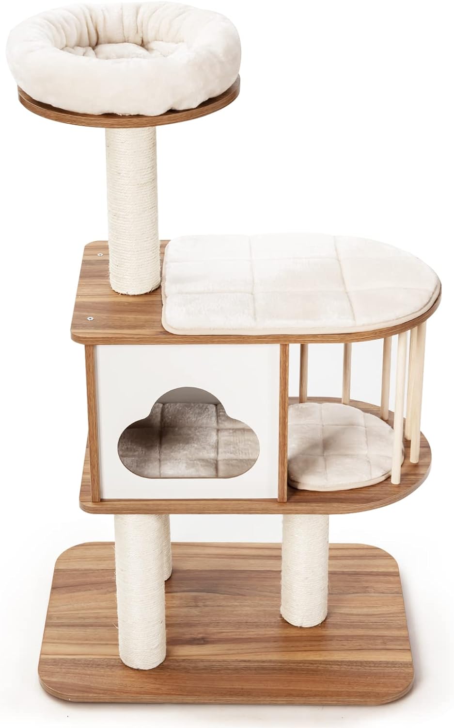 GYMAX Kratzbaum Stabiler Katzenbaum Katzenmöbel Katzenkratzbaum Kletterbaum für Katzen Höhe 117 cm (