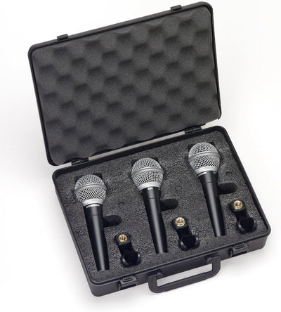 Samson SAR21S3 R21S Dynamische Cardioid-Mikrofone (mit An-/Ausschalter und Tasche), 3 Stück, Schwarz