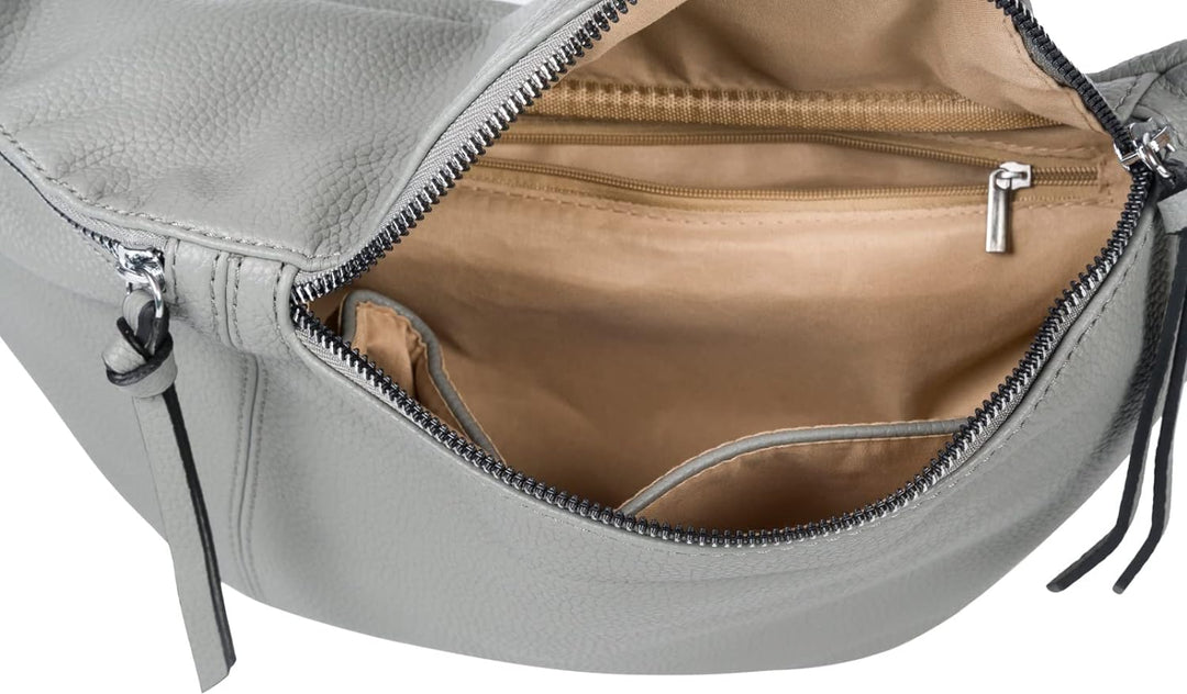 styleBREAKER Damen Halbmond Crossbody Schultertaschen Set 3-Teilig, Schultergurt mit Muster, Schlüss