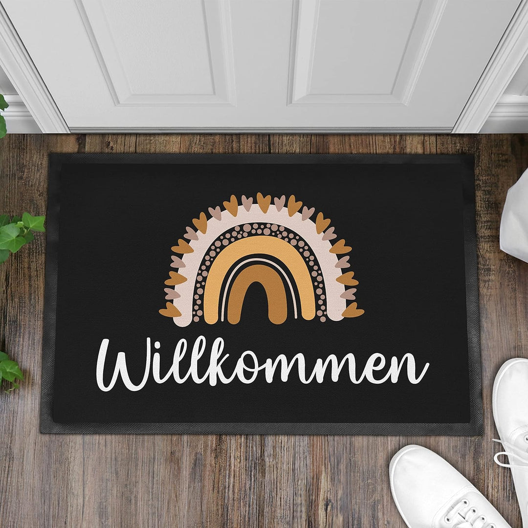 Trendation - Willkommen Herbst Braun Grafik Fussmatte Geschenk Schöne Fussmatte Aussen und Innenbere