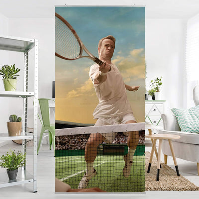 Raumteiler Kinderzimmer Tennis Player 250x120cm inkl. transparenter Halterung, inkl. transparenter H