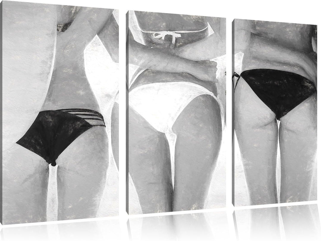 Pixxprint Sexy Girls im Bikini als Leinwandbild/Grösse: 3 Teilig (120x80 cm) cm/Wandbild/Kunstdruck/