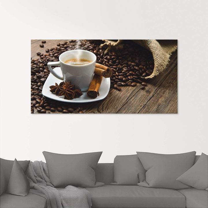 ARTland Glasbilder Wandbild Glas Bild einteilig 45x60 cm Hochformat Kaffee Coffee Cafe Kaffeetasse K