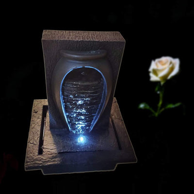 Zimmerbrunnen Tischbrunnen mit LED Beleuchtung Springbrunnen Raumbefeuchter Brunnen Geschenk (21x19x