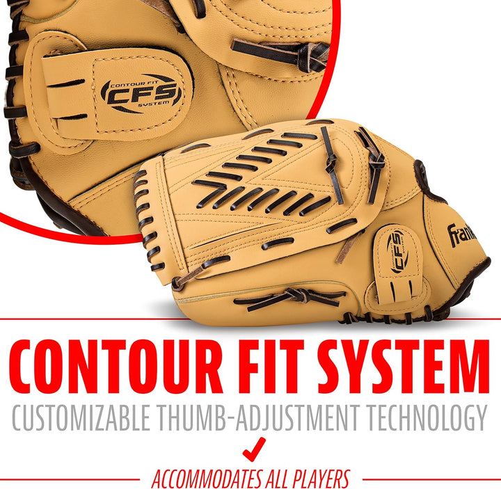 Franklin Sports Baseball + Softball Glove - Field Master Baseball + Softball Mitt - Adult + Youth Gl