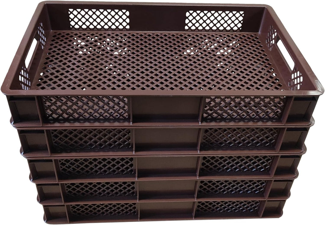 kanister-vertrieb® 5 x Eurobehälter/Stapelkorb durchbrochen, PE-HD Kunststoff, Industriequalität, le