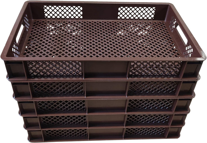 kanister-vertrieb® 5 x Eurobehälter/Stapelkorb durchbrochen, PE-HD Kunststoff, Industriequalität, le