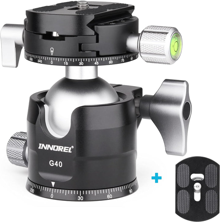 INNOREL G40 Low Profile Stativ-Kugelkopf Doppelter Panorama-Metall-Kamerastativ-Kugelkopf mit 1/4" A