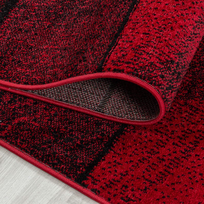 HomebyHome Teppich Wohnzimmer 200x290 cm Rot Wand Design - Schlafzimmer Teppich Kurzflor Extra Weich