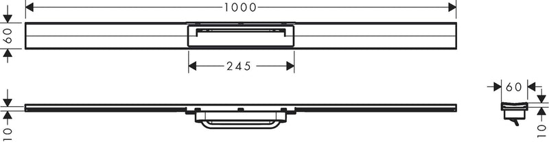 hansgrohe Fertigset Duschrinne RainDrain Flex, Abflussrinne 1000mm, Bodenablauf Dusche kürzbar, Edel