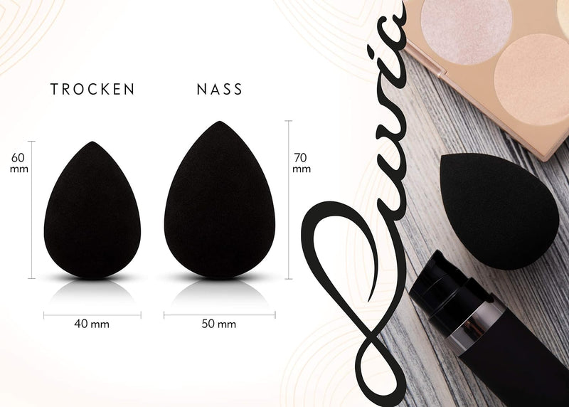 Make-up Pinselset Luvia, Prime Vegan Pro - Schwarz & Rosegold & Luvia Beauty Blender Schwamm - Make-