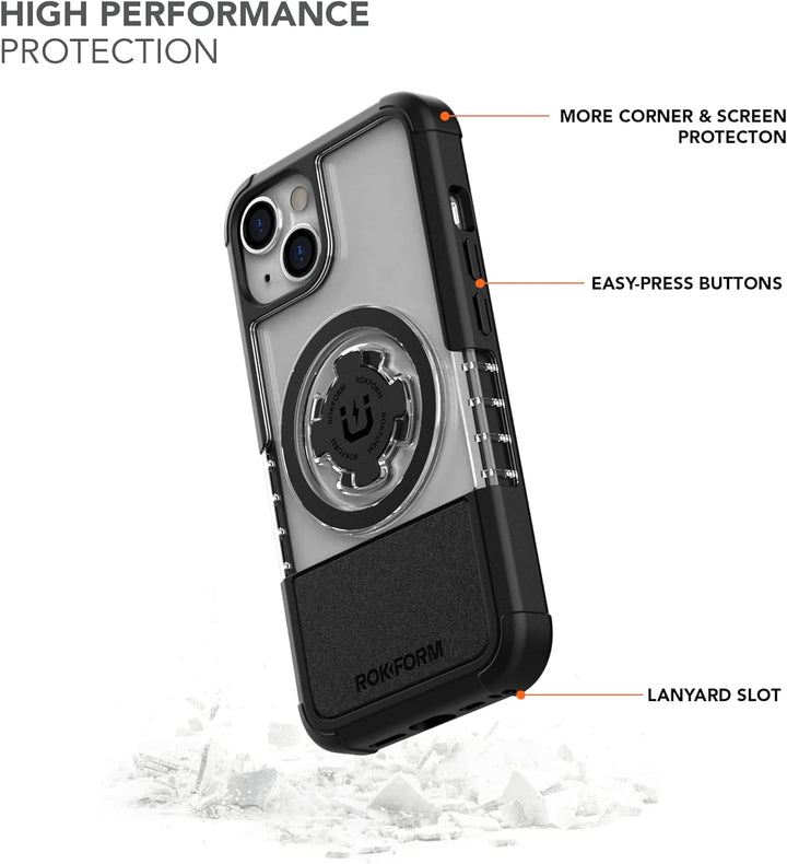 Rokform - iPhone 14 Hülle, Crystal Series, magnetisch + MagSafe kompatibel, klare Apple Hülle, iPhon