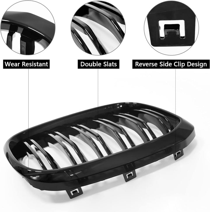 YIUBCZOQI G01 Kühlergrill für BMW X3 G01 2018-2021 X4 G02 2019-2021 Nieren Doppelsteg Sport Glanz Sc