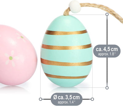 com-four® 24x Ostereier zum Aufhängen - Osterdeko aus Holz in tollen Farben - Deko Ostereier mit sch