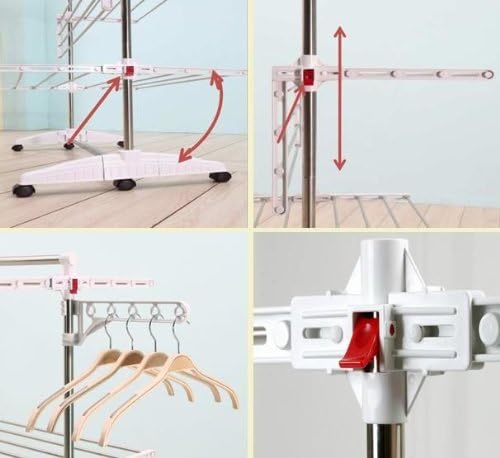 One Click Luxus Wäscheständer platzsparend - Standtrockner hoch - Wäscheturm auf 3 Ebenen E3 mit 3 E