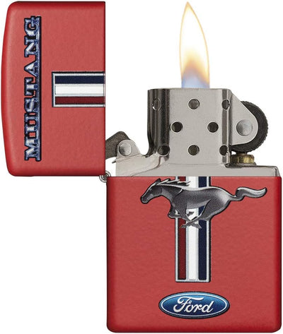 Zippo Ford Mustang Benzinfeuerzeug, Messing, Edelstahloptik, 1 x 6 x 6 cm