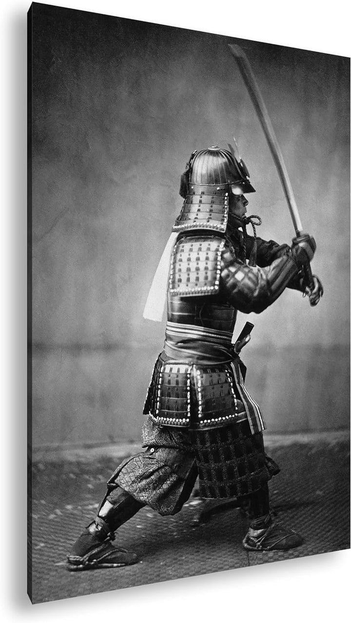 deyoli kampfbereiter Samurai-Krieger Format: 120x80 als Leinwandbild, Motiv fertig gerahmt auf Echth
