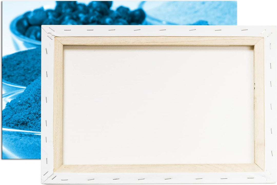 deyoli viele Gläser mit Gewürzen Format 80x60 Effekt: Monocrome Blau als Leinwandbild, Motiv fertig