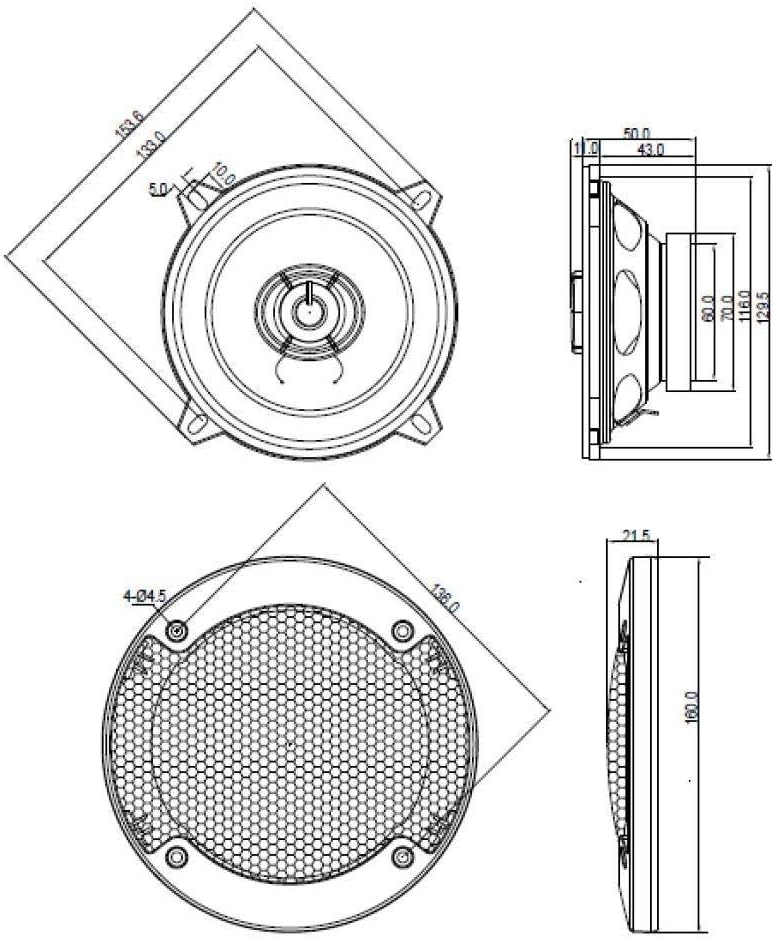 BLAUPUNKT Auto-Lautsprecher icx542 5.25 130 mm, 210 W, Schwarz Single, Single