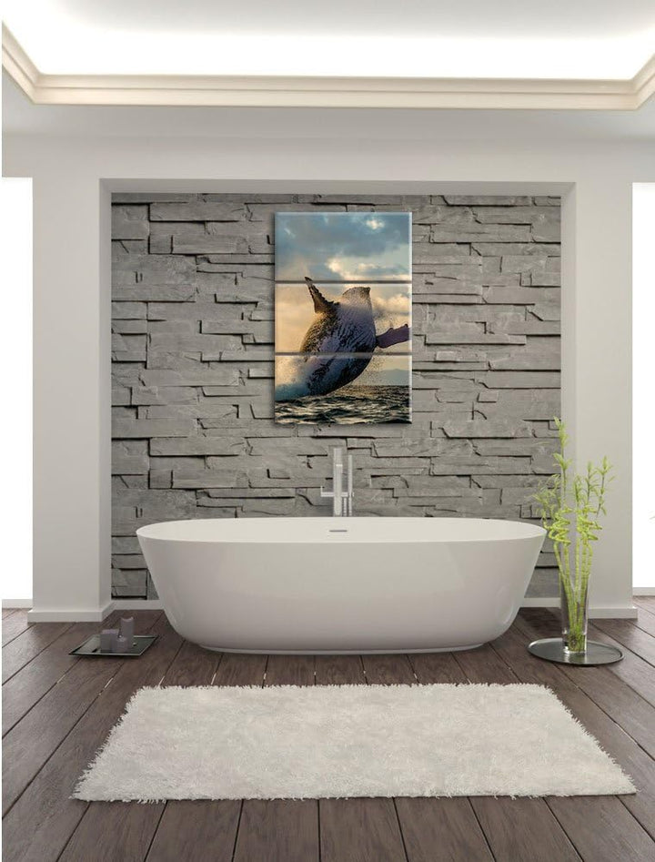 Pixxprint Buckelwale Kanada als Leinwandbild/Grösse: 3 Teilig (120x80) cm/Wandbild/Kunstdruck/fertig