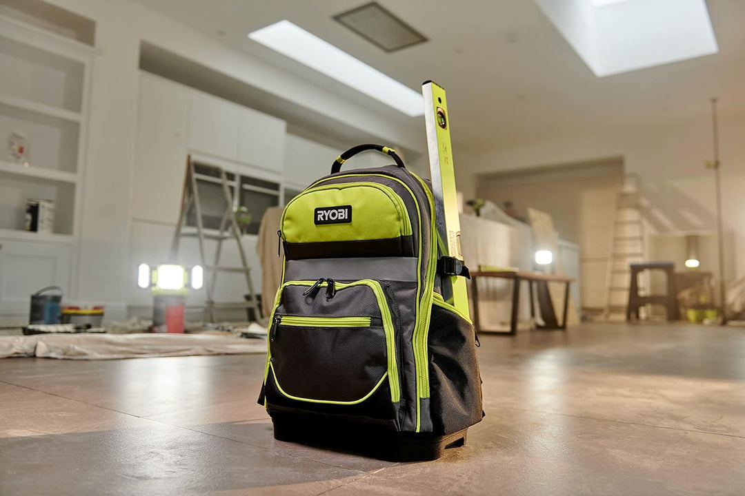 RYOBI Werkzeug-Rucksack RSSBP1 (600-Denier Polyester Korpus, Gepolsterte Schultergurte, 2x breite In