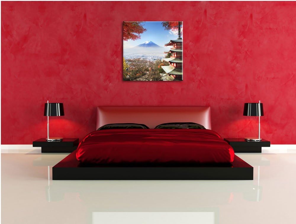 Pixxprint Japanischer Tempel im Herbst, Format: 70x70 auf Leinwand, 70x70
