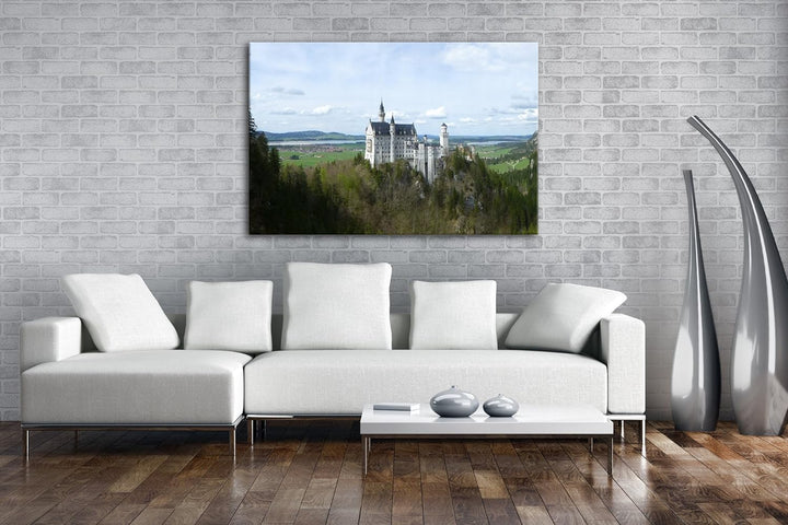 deyoli Burg Neuschwanstein Format: 80x60 als Leinwandbild, Motiv fertig gerahmt auf Echtholzrahmen,