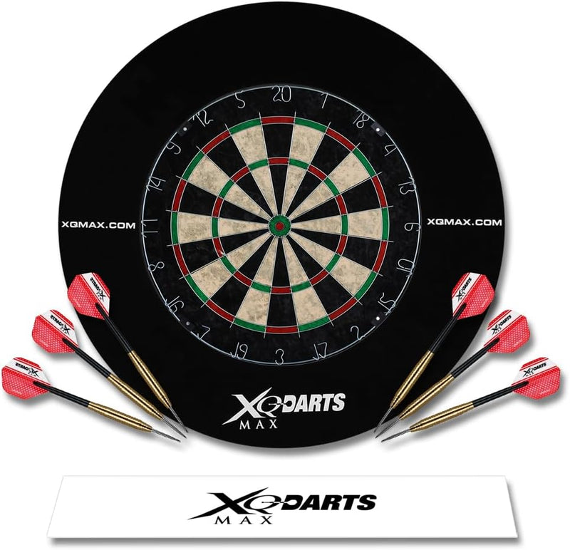 TW24 Dart Turnier Set mit Surround Ring - Dartscheibe - Steeldarts- Surround Ring - Abwurflinie