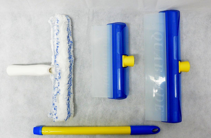 AquaBLADE Set Nr. 1-1x Kleiner und grosser Wischer mit Silikonlippe, Wasserauffangrinne und externem
